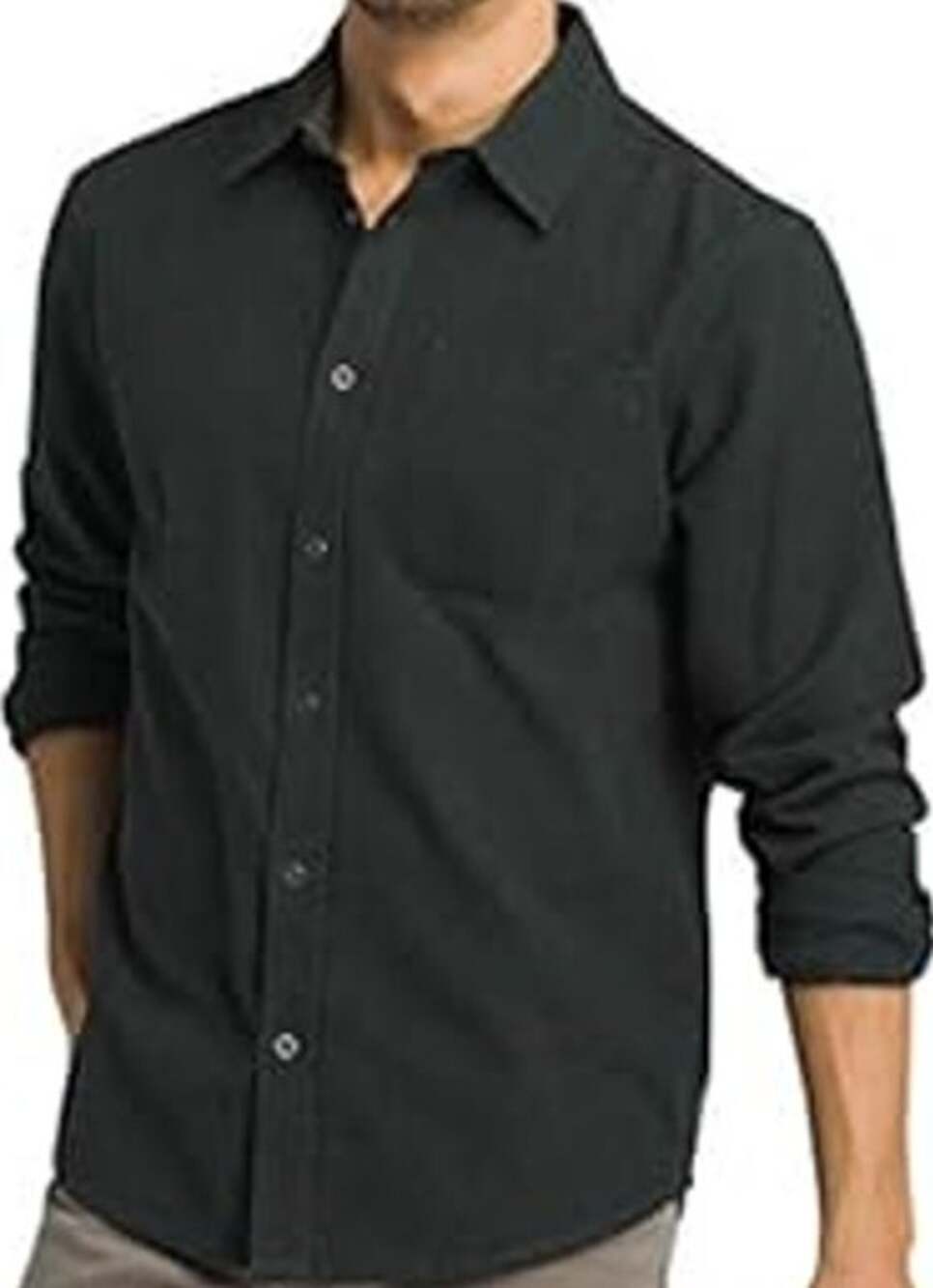 prAna Woodman Button Down Shirt Long Sleeve Pocket Oxford Flannel Black Large